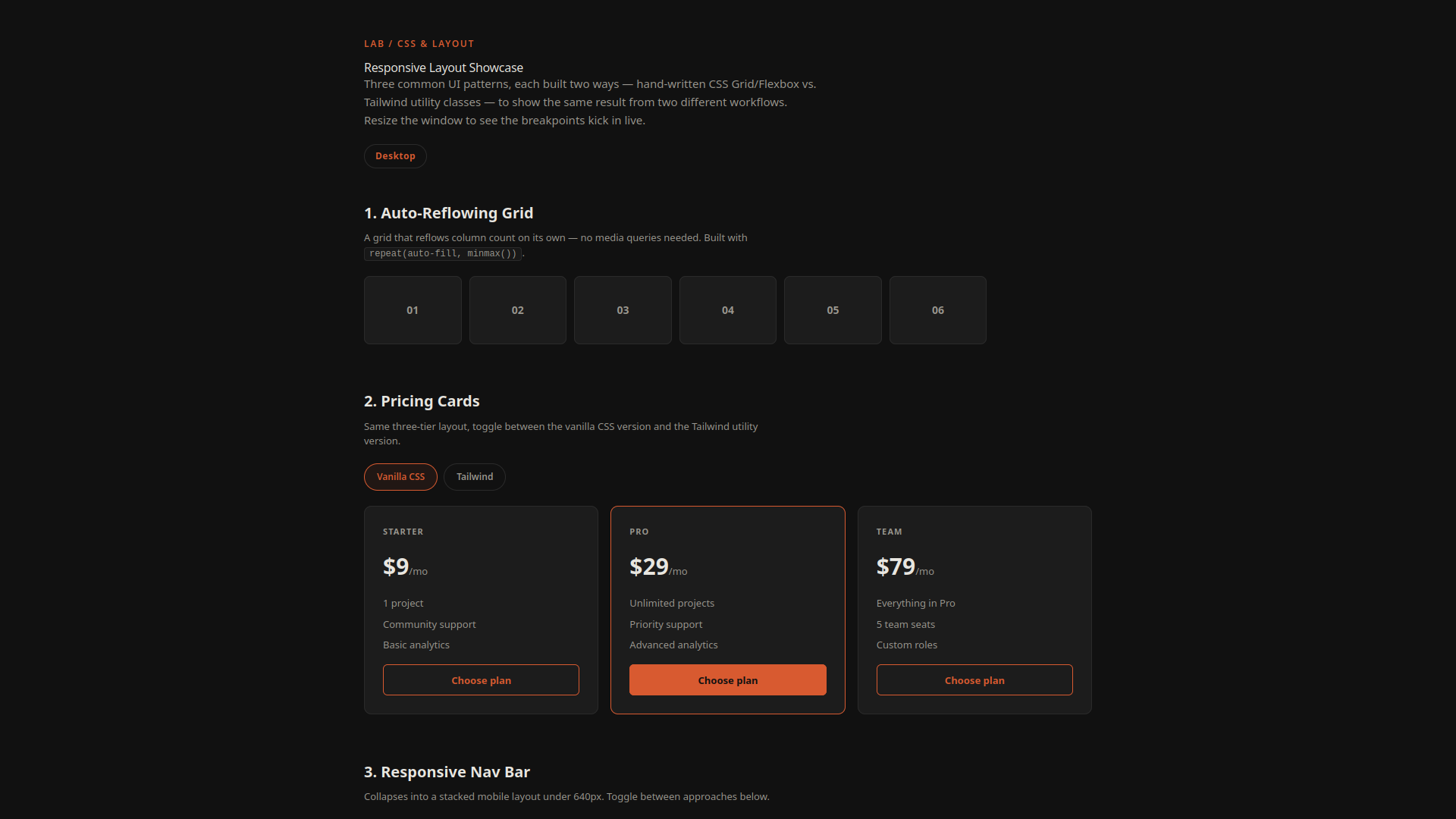 css grid showcase screenshot